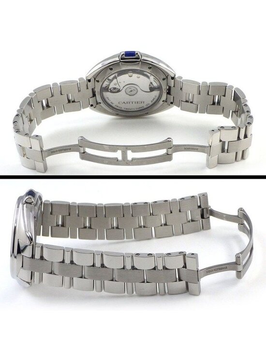 Cartier Watch Cles Silver Guilloche Dial Roman Index Date Back Slotted SS main image 5